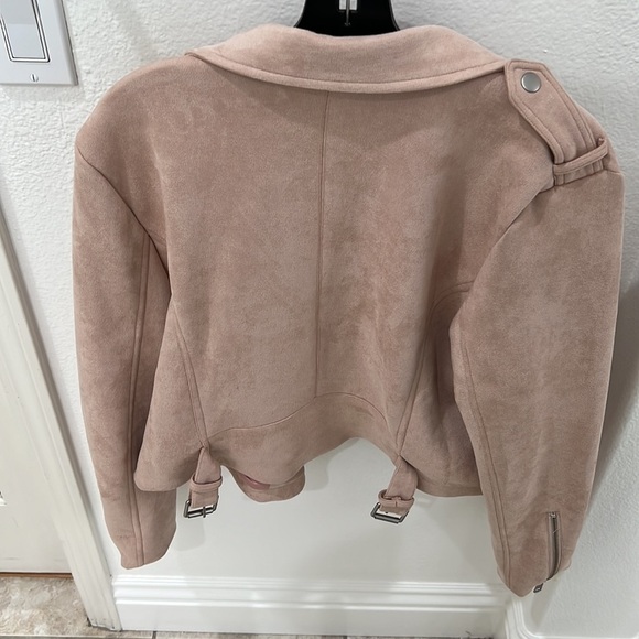 NEW Lovers + Friends Vegan Suede Moto Jacket Dusty Pink - Picture 8 of 14